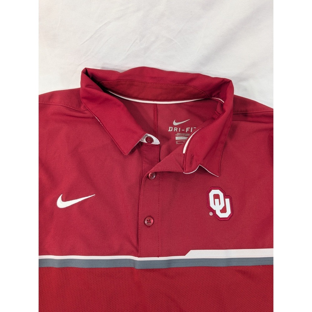 Nike Oklahoma Sooners OU Men's Dri-Fit Polo Size XL Two Tone Maroon Excellent - Picture 4 of 9